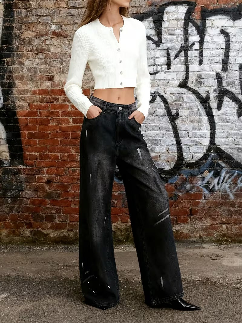 Women's Faded Wide-Leg Pants