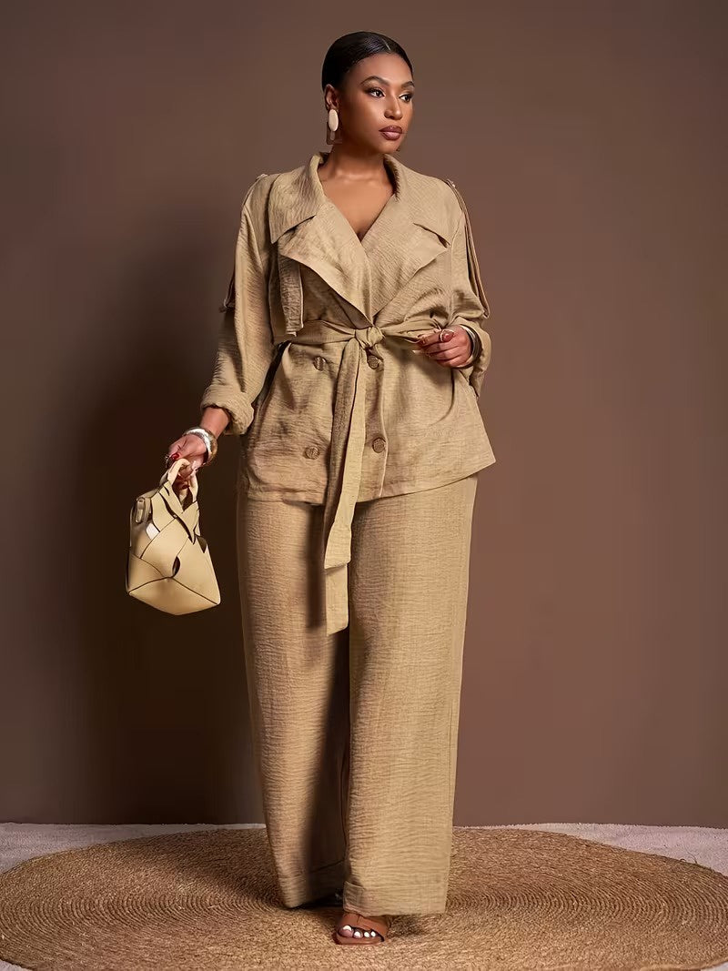 Women's Jacket and Wide-Leg Trousers Set