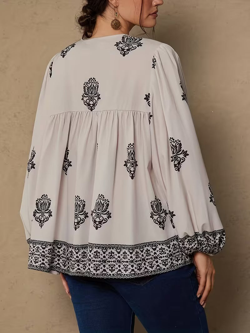 Women's Printed Long-Sleeve Blouse