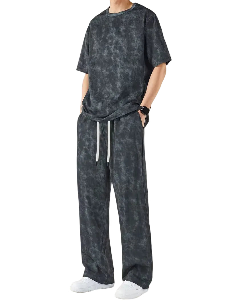 Men's Short-Sleeve T-Shirt and Straight-Leg Pants Set