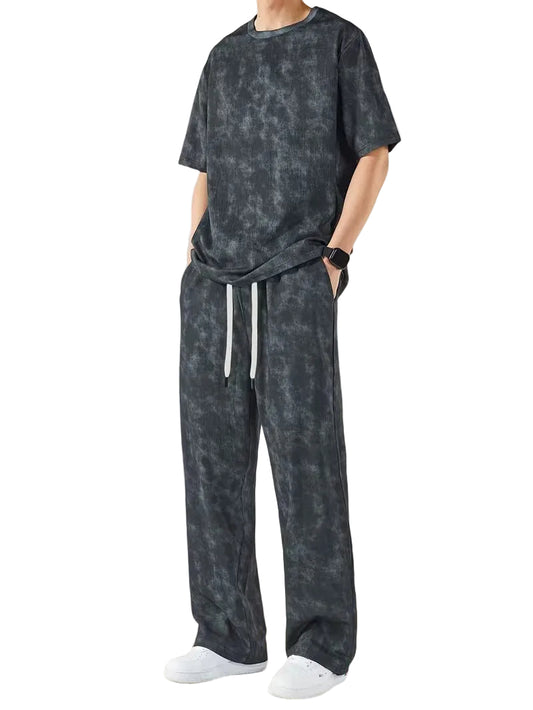 Men's Short-Sleeve T-Shirt and Straight-Leg Pants Set