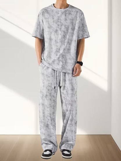 Men's Short-Sleeve T-Shirt and Straight-Leg Pants Set