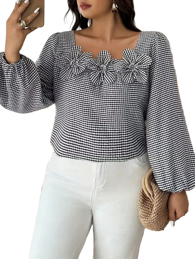 Women’s Checked Long-Sleeve Blouse