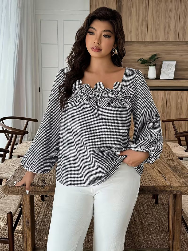 Women’s Checked Long-Sleeve Blouse