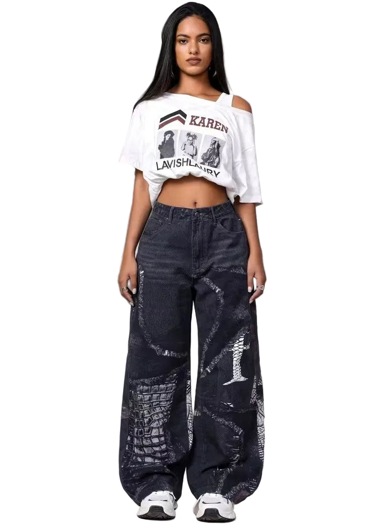 Women's Graphic Wide-Leg Pants