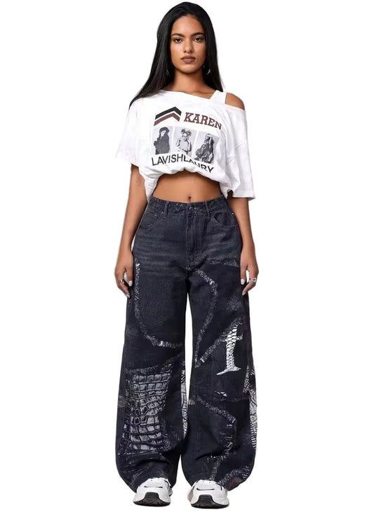 Women's Graphic Wide-Leg Pants