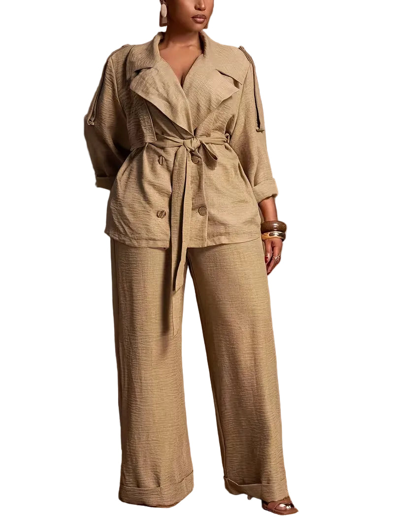 Women's Jacket and Wide-Leg Trousers Set