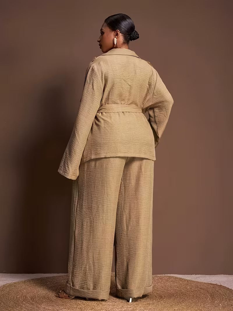 Women's Jacket and Wide-Leg Trousers Set