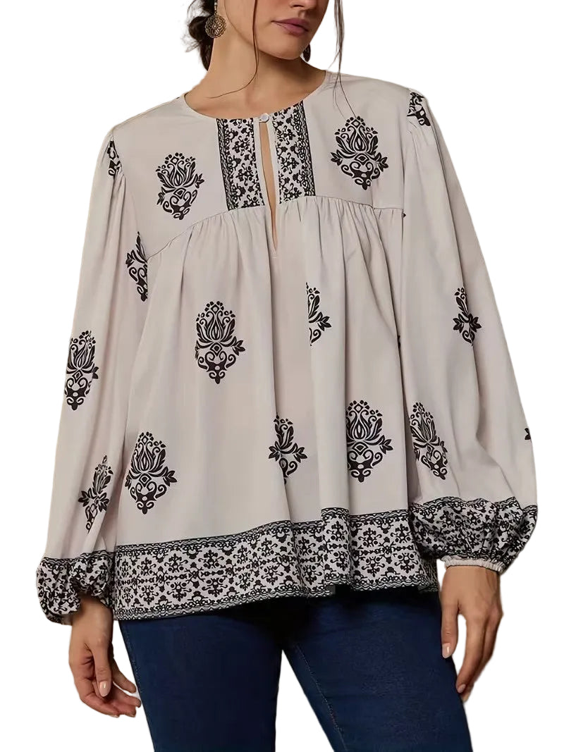 Women's Printed Long-Sleeve Blouse