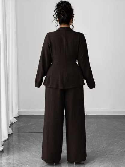 Women's Wrap-Top and Wide-Leg Pants Set