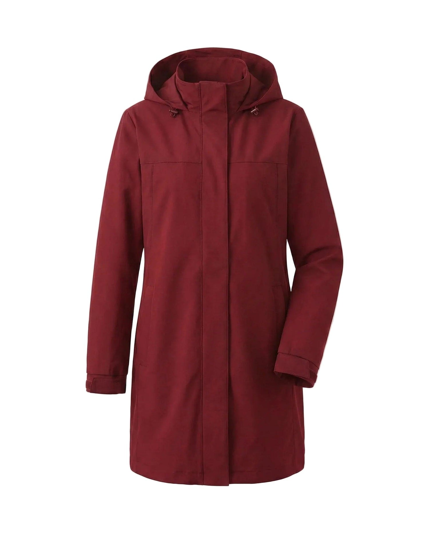 Women Long Hooded Coat with Concealed Front Closure and Straight Silhouette-Jackets and Coats for Women-Calyray